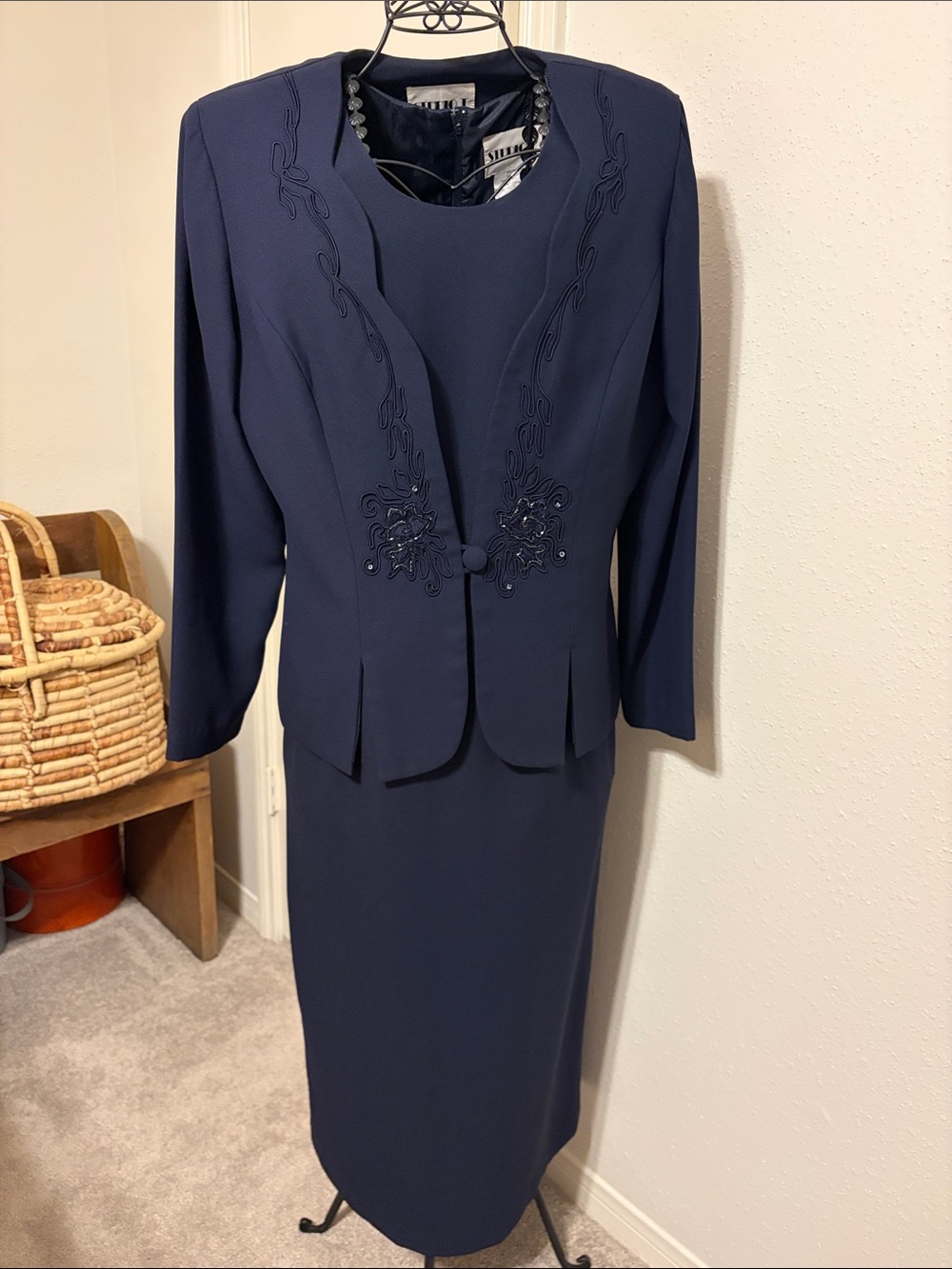 Studio 17 Navy Embroidered Dress Suit